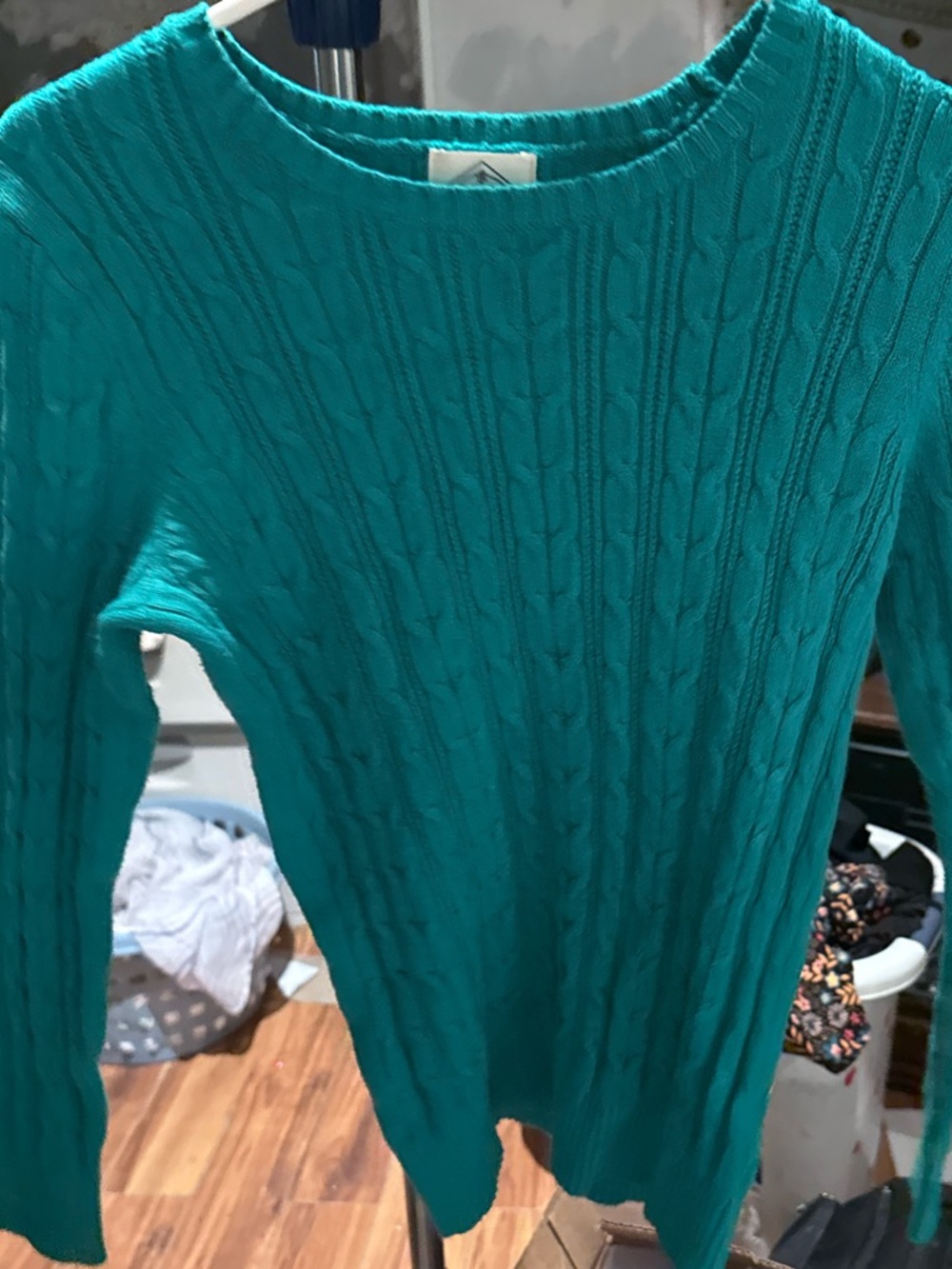 St. John's Bay Teal Cable-Knit Crewneck Sweater